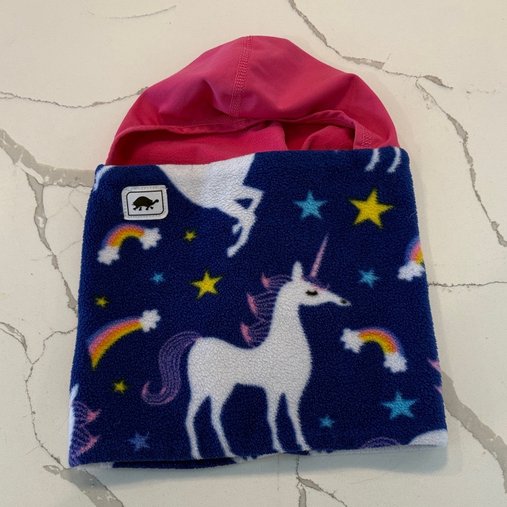 Pink and Blue Unicorn ski mask- turtle fur